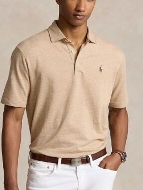 Polo Ralph Lauren Classic Fit Cotton Linen Mesh Polo Classic Camel